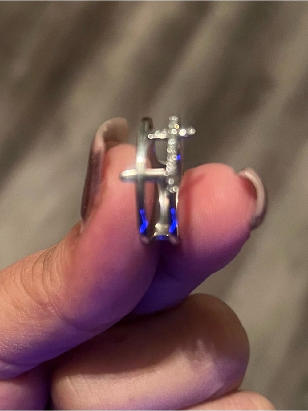 Double Band Cross Ring - white gold plated - Picture 4 of 8